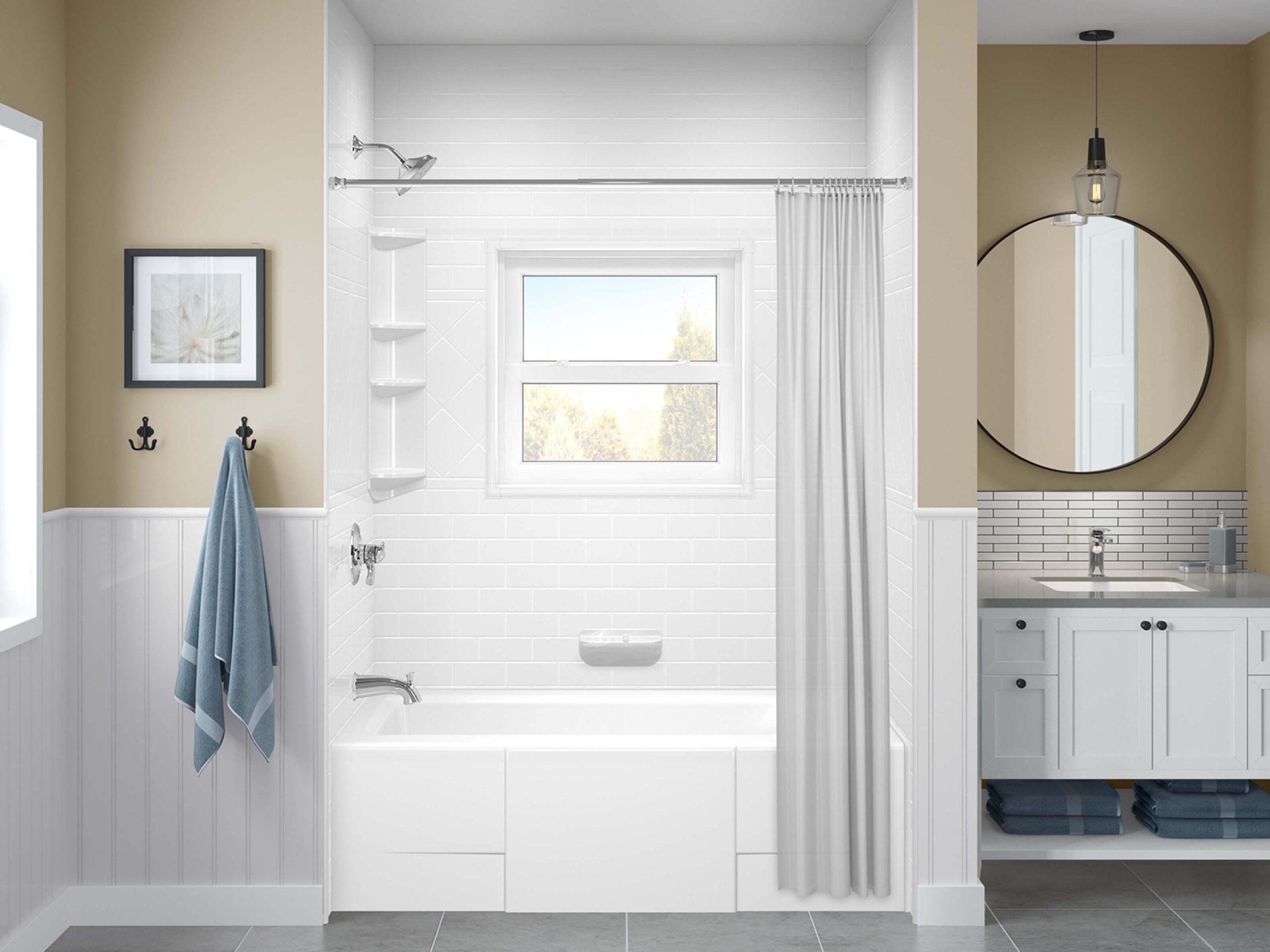 Mouldings For Bathroom Bath Fitter, How To Install Bathtub Wall Surround With Window