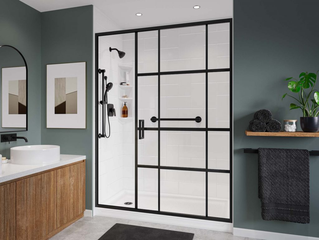 Bathroom with a modern shower door