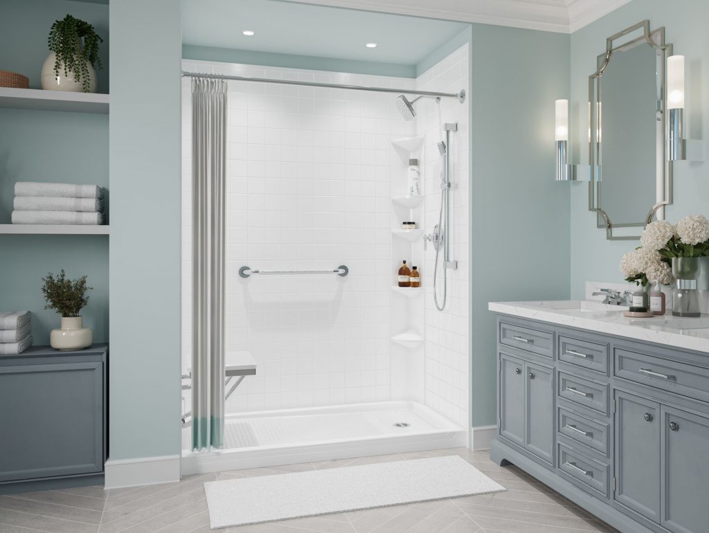 Bathroom with a shower curtain